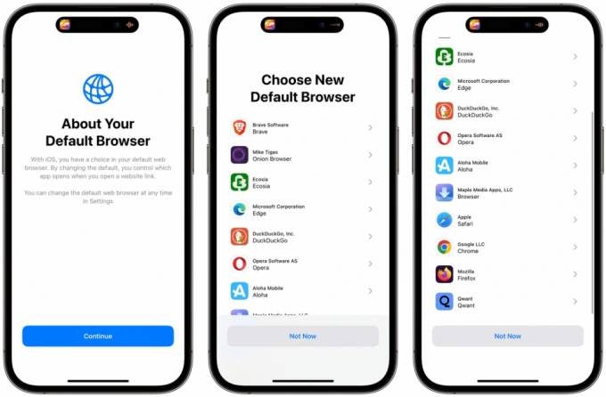 애플이 공개한 iOS 웹 브라우저 선택화면./사진제공=애플