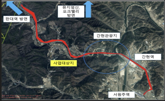 원주시 간현리~판대리간 중앙선 폐선부지 위치. /사진제공=국가철도공단