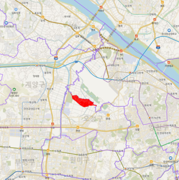부천시 대장동 일원 0.94㎢  '토지거래허가구역' 위치도./사진제공=경기도