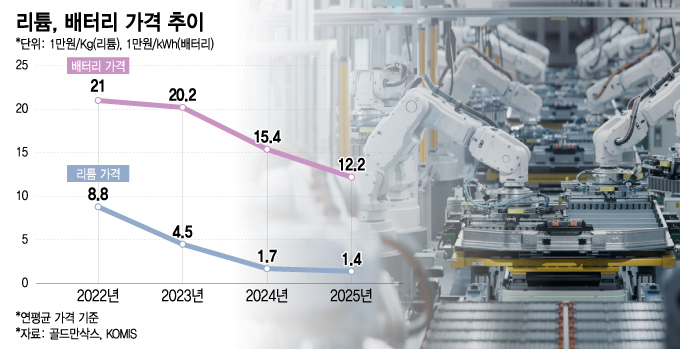 리튬, 배터리 가격 추이/그래픽=이지혜