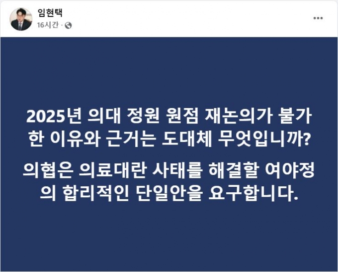 사진= 임현택 대한의사협회 페이스북 캡처