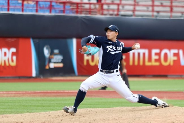 대구고 배찬승. 사진은 지난해 열린 U-18 야구월드컵에서의 투구 모습. /사진=WBSC 홈페이지 갈무리