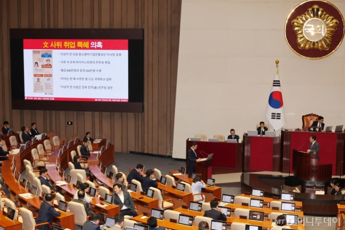 [서울=뉴시스] 조성우 기자 = 권성동 국민의힘 의원이 9일 오후 서울 여의도 국회에서 열린 제418회국회(정기회) 제4차 본회의 대정부질문(정치)에서 박성재 법무부 장관에게 질의하고 있다. 2024.09.09. xconfind@newsis.com /사진=조성우