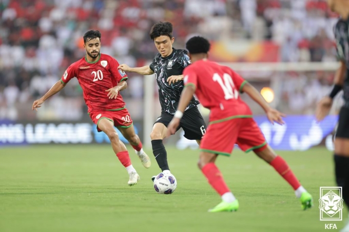 한국과 오만의 경기 중. /사진=대한축구협회(KFA) 제공