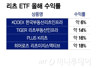 리츠 ETF 올해 수익률/그래픽=윤선정