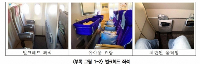 국토교통부가 내놓은 '항공교통서비스' 부록 '항공교통이용자 이슈 정보' 중 '벌크헤드 좌석'에 대한 정보와 설명.