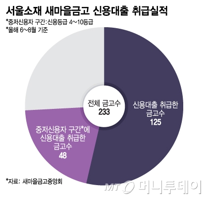 서울소재 새마을금고 신용대출 취급실적/그래픽=이지혜