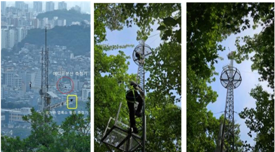 서울 남산 신갈나무숲의 관측 탄소 시스템 내부 및 측정기기 세부 모습./사진제공=국립산림과학원