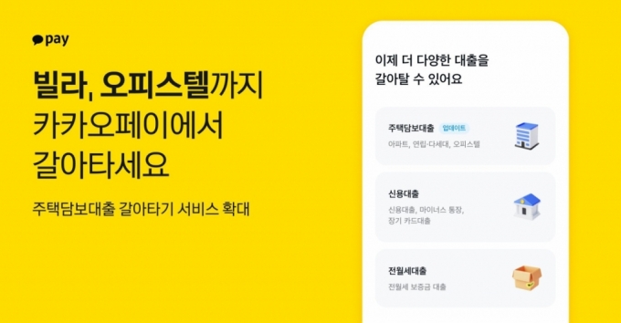 카카오페이, 빌라·오피스텔 대출 갈아타기 서비스 시작