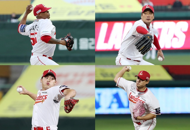 9월 KBO 월간 MVP 후보에 오른 SSG 엘리아스, 김광현, 노경은, 조병현(왼쪽 위부터 시계방향으로). /사진=SSG 랜더스 제공 