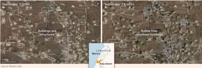 이스라엘의 공습은 헤즈볼라의 근거지인 남부 국경을 비롯해 동부 베카밸리, 수도 베이루트 등에 집중됐다. /자료:플래닛 랩스