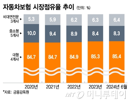 자동차보험 시장점유율 추이/그래픽=이지혜