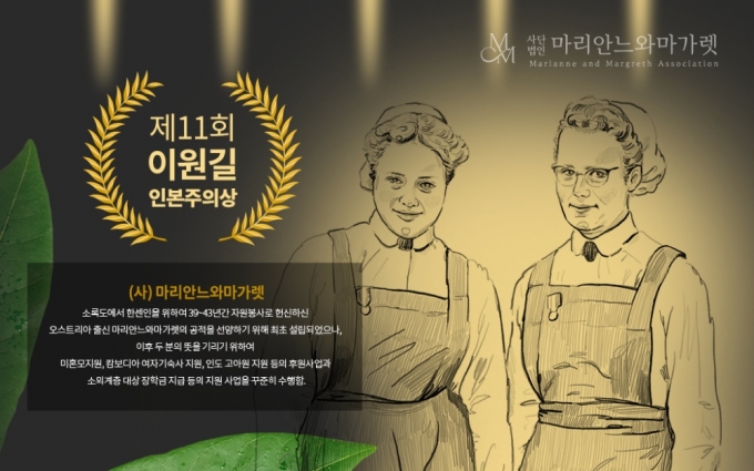 가톨릭대가 '제11회 이원길 인본주의상' 수상자로 (사)마리안느와 마가렛을 선정했다./사진제공=가톨릭대