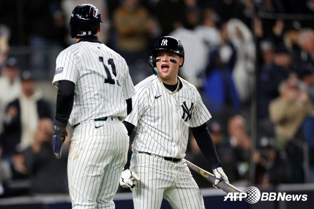 저지 드디어 터졌다! 고의4구 굴욕→쐐기 투런 폭발... NYY, CLE 6-3 꺾고 2연승 질주 [ALCS2 리뷰]