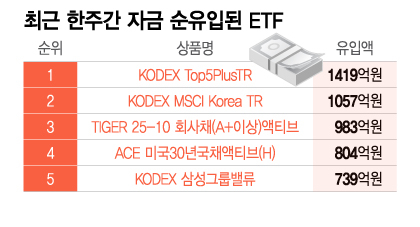 최근 한주간 자금 순유입된 ETF/그래픽=이지혜