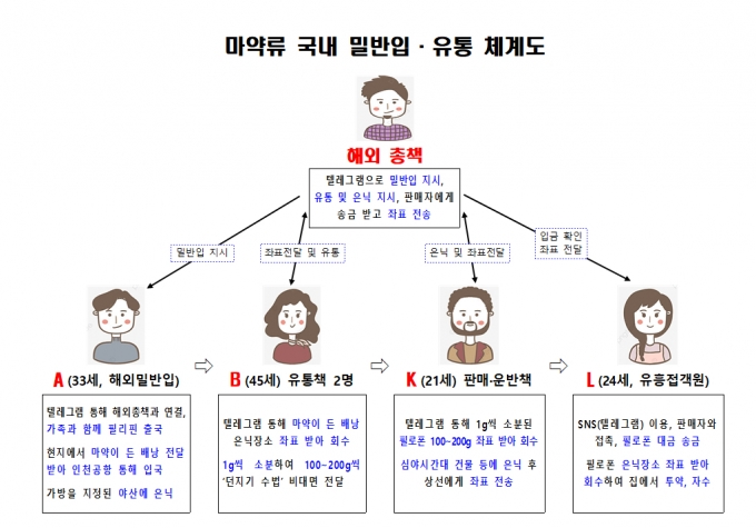 마약류 국내 밀반입 체계도. /사진제공=강남경찰서