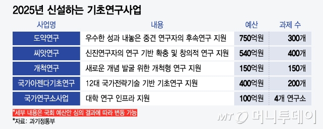 2025년 신설하는 기초연구사업/그래픽=윤선정