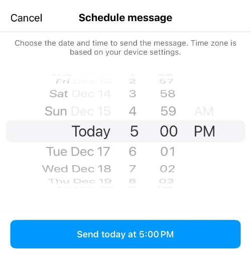 인스타그램 DM 예약 기능/사진=테크크런치 캡처