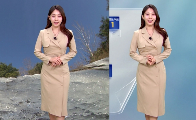 기상캐스터 박하명이 19일 일기예보를 진행하고 있다. /사진=MBC &#039;뉴스투데이&#039; 방송 갈무리