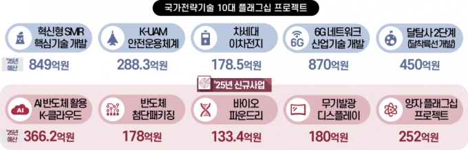 국가전략기술 10대 플래그십 프로젝트 및 2025년 예산 /사진=과기정통부 