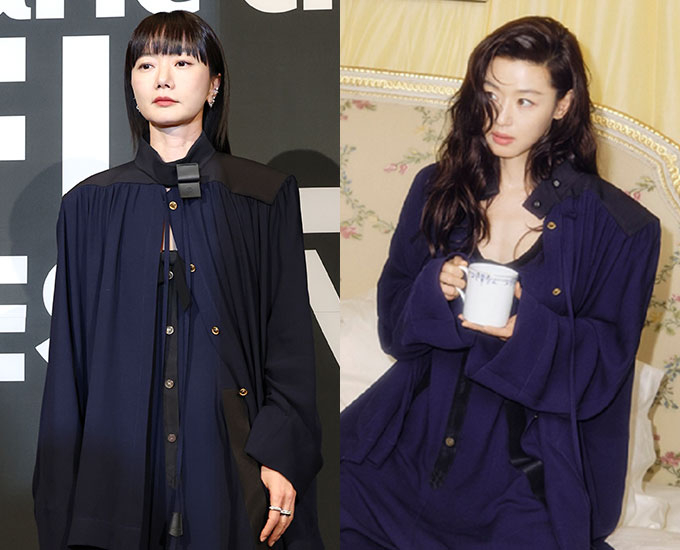 배우 배두나와 전지현이 같은 의상을 다른 매력으로 소화했다./사진=뉴스1, 루이비통
