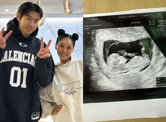 전 야구선수 이대은(왼쪽)과 결혼한 래퍼 트루디가 9일 자신의 인스타그램을 통해 임신 소식을 알렸다. 트루디는 &quot;태명은 금똥이&quot;라며 &quot;오는 11월 출산&quot;이라고 밝혔다./사진=트루디 인스타그램