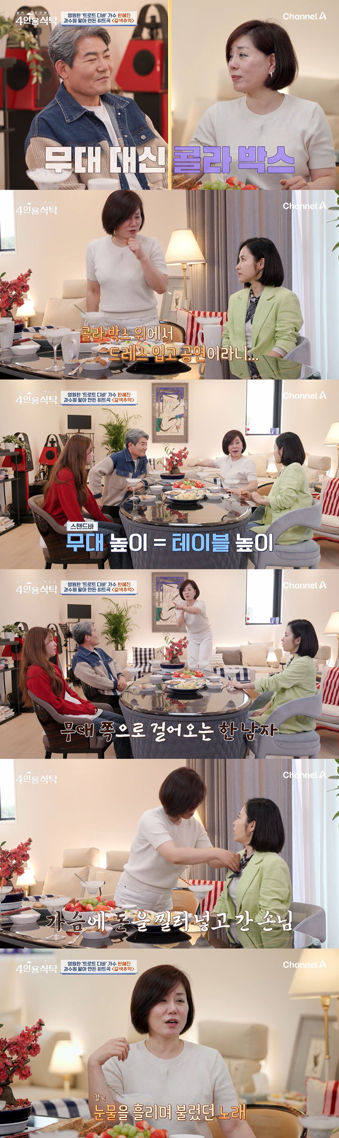 가수 한혜진이 무명시절 겪었던 충격적인 일을 털어놨다./사진=채널A &#039;절친 토큐멘터리 4인용 식탁&#039; 방송 화면