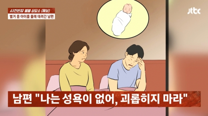 8년간 스킨십을 피하던 남편의 만행을 호소하는 아내의 사연이 전해졌다./사진=JTBC &#039;사건반장&#039; 방송 화