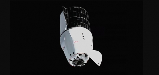 ISS(국제우주정거장)에 도킹(docking)을 시도중인 스페이스X의 화물 수송용 무인 우주선 &#039;드래곤&#039;의 모습 /사진=NASA