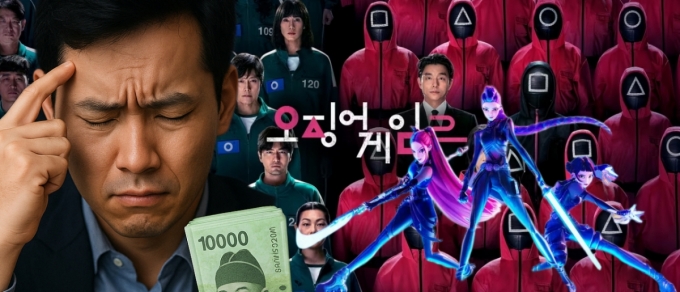 /사진=챗GPT 생성형 이미지, 넷플릭스 &#039;오징어게임2·케이팝 데몬 헌터스&#039; 포스터 이미지