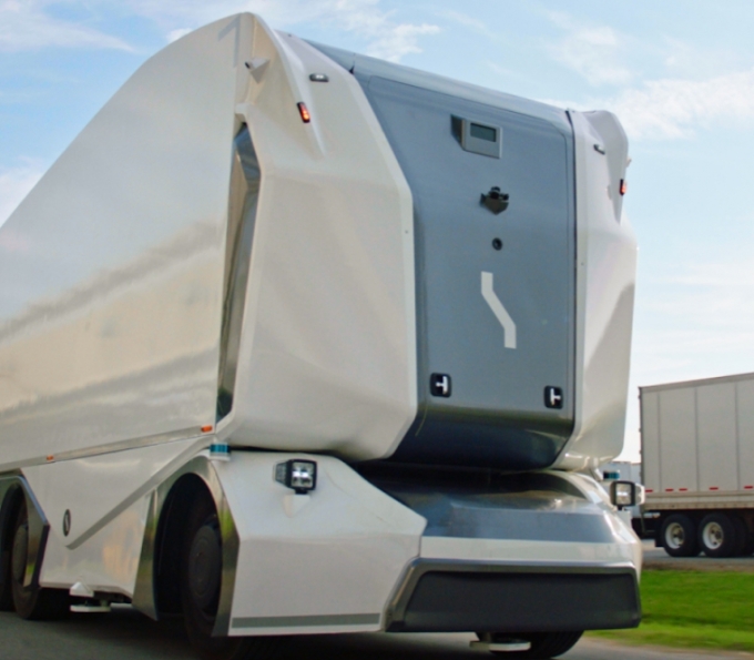 아인라이드가 개발, 운전석이 없는 이른바 포드(pod)형태의 자율주행트럭/사진=아인라이드 