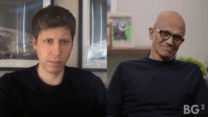 ‘BG2 팟캐스트’에 출연한 샘 올트먼 오픈AI CEO와 사티아 나델라 MS CEO/사진=BG2 팟캐스트 유튜브 캡처