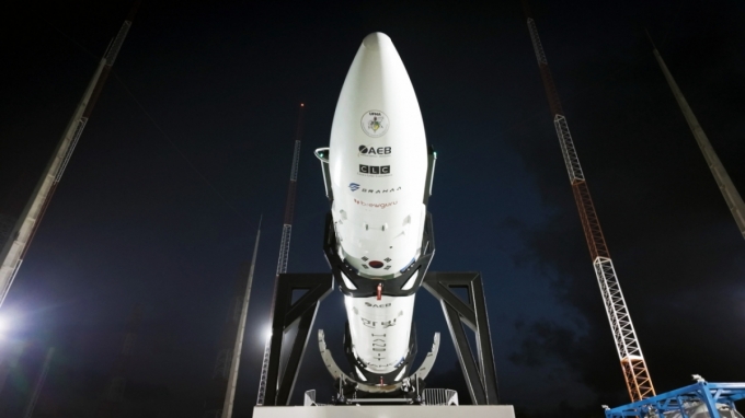 이노스페이스는 브라질 알칸타라 우주센터에서 지난 18~19일(브라질 현지 시각) 이틀간 &#039;한빛-나노&#039; 발사 리허설(WDR)을 수행했다. 사진은 WDR 당시 촬영한 한빛-나노의 모습. /사진=이노스페이스