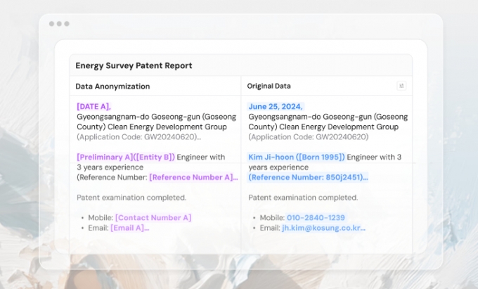 큐빅의 '신타이탄'의 데이터 비식별화 과정 /사진=큐빅 홈페이지