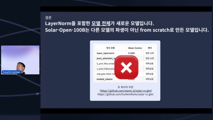 업스테이지가 온오프라인으로 진행한 공개검증회 /사진=업스테이지 채널 캡처