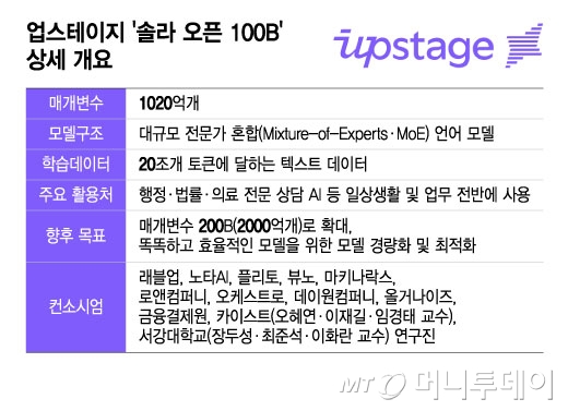 업스테이지 '솔라 오픈 100B' 상세 개요/그래픽=윤선정