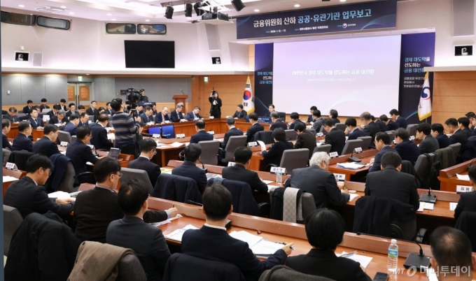 이억원 금융위원장이 12일 서울 종로구 정부서울청사 별관에서 열린 금융위원회 산하 공공&middot;유관기관 업무보고에서 발언하고 있다. /사진=금융위원회 제공, 뉴시스