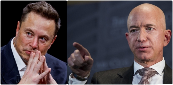 일론 머스크 테슬라 CEO(왼쪽), 제프 베이조스 아마존 CEO 사진 합성/사진=머니투데이 