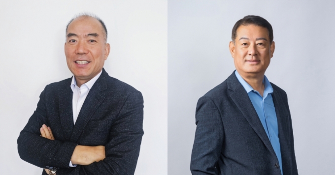 공군 소장 출신 류영관 대외협력부사장과 육군 준장 출신 전재필 DF영업부사장 /사진=파블로항공 제공