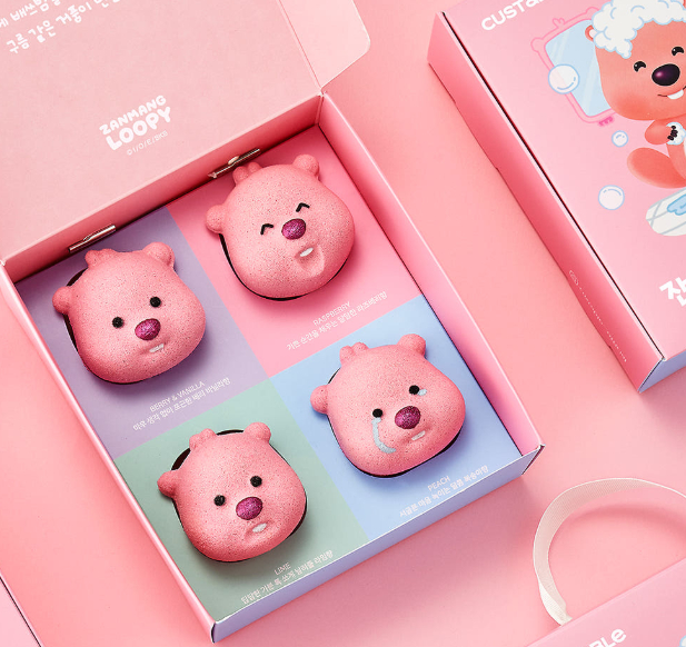 커스터블 '잔망루피 4종 무드 버블 배쓰밤 세트'. 잔망루피 캐릭터의 다양한 표정을 모티브로 한 제품으로, 커스터블 공식몰&middot;네이버스토어&middot;쿠팡 등 온라인 채널에서 판매 중이다. /사진제공=커스터블 공식 홈페이지