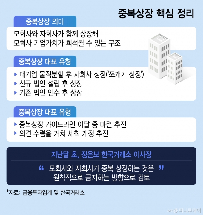 중복상장 핵심 정리(중복상장 의미 및 대표 유형, 거래소 대응)/그래픽=김지영