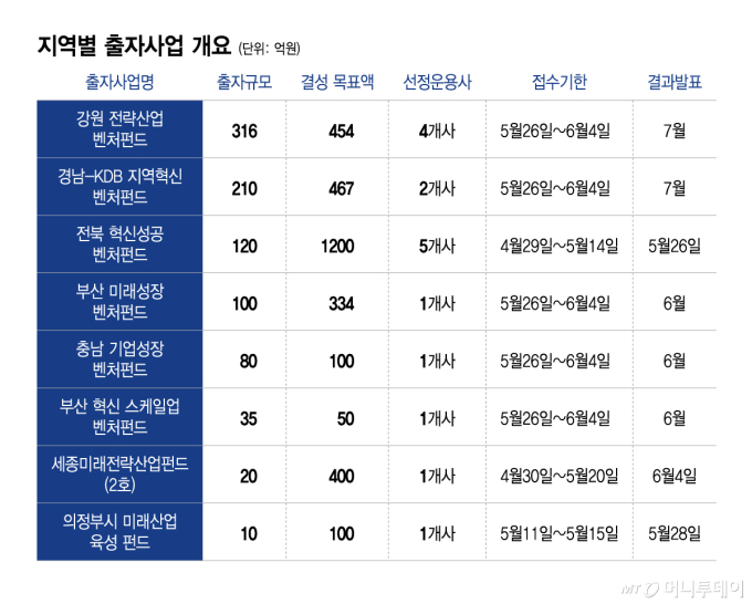 지역별 출자사업 개요/그래픽=이지혜