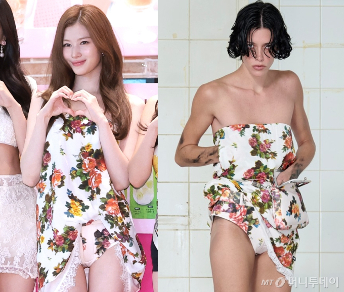 "벌어진 채 찍힌 줄 몰라, 속상" 사나 '의상 논란'…모델 컷 보니