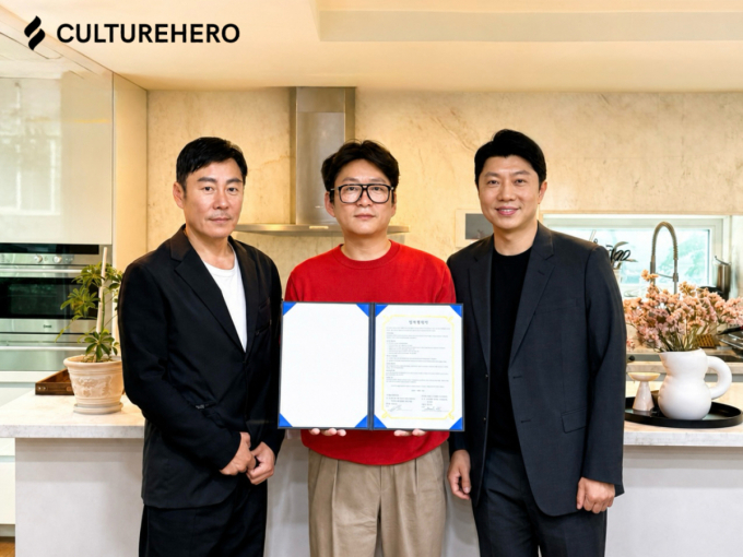 (왼쪽부터)안승호 수빙고 대표, 강레오 셰프 겸 수빙고 CMO, 양준규 컬쳐히어로 대표 /사진=컬쳐히어로 제공