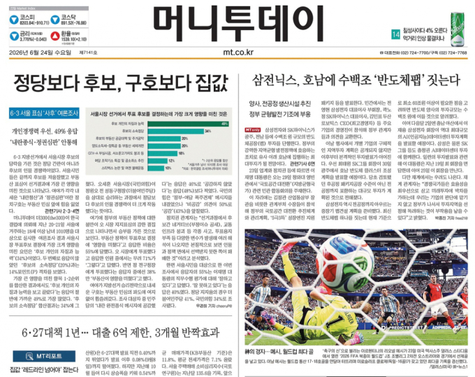 머니투데이 오프라인 헤드라인-24일자