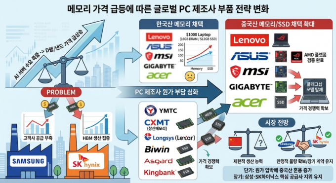 삼성·SK 메모리값 치솟자…PC 업계, 중국산으로 눈 돌린다 [IT썰]