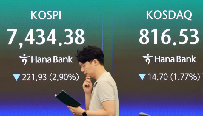 코스피 7500 밑으로…삼성전자·SK하이닉스도 하락
