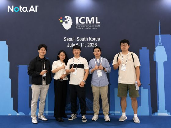 ICML 2026 챌린지서 3위를 차지하고 논문 2편 채택 성과를 거둔 노타 연구진  (왼쪽 첫번째는 김태호 CTO 겸 공동창업자)/사진=노타