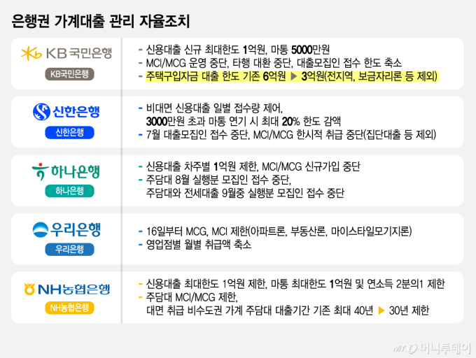 은행권, '주담대 3억 제한' 확산 안될 듯..."결국 폭탄 돌리기" 불만