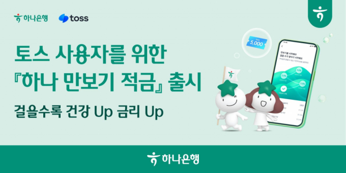 걸으면 금리 오른다…하나은행·토스, 4.5% '만보기 적금'